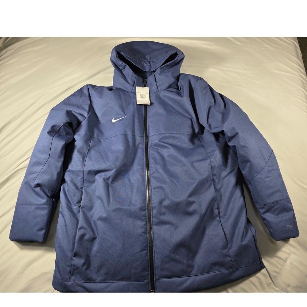 Nike Team Down Fill Hooded Parka Mens 2XL Blue 550 Down Wind/Water Resistant NEW